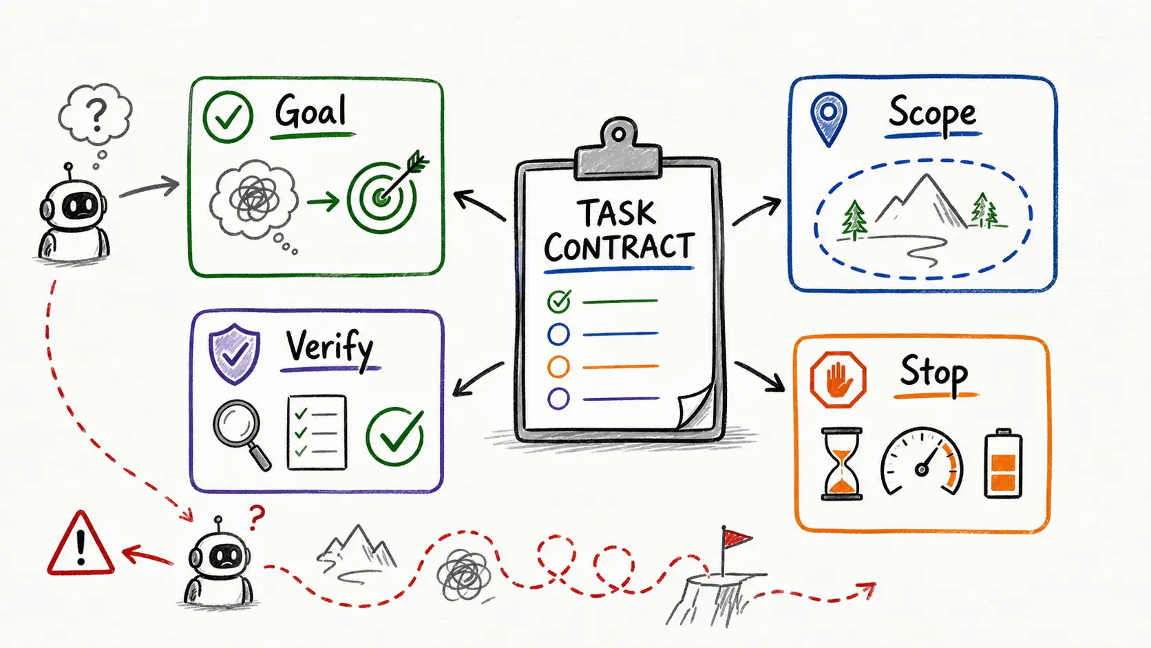 Infographic map for Bounded Goals and Task Contracts