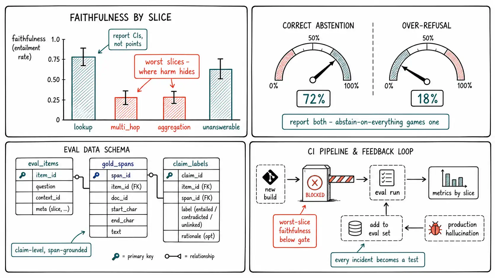 Whiteboard-style technical sketch infographic for Measuring Unsupported Claims.